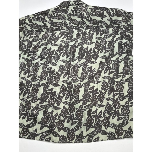 Basic Elements XL Button Up 100% Silk Shirt Floral Print Short Sleeve Menswear - Picture 4 of 6